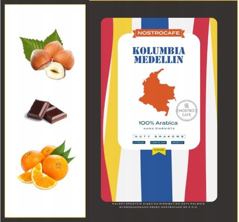 Kawa Ziarnista 1KG KOLUMBIA MEDELLIN Świeżo Palona Kawa Ziarnista 1KG KOLUMBIA MEDELLIN Świeżo Palona